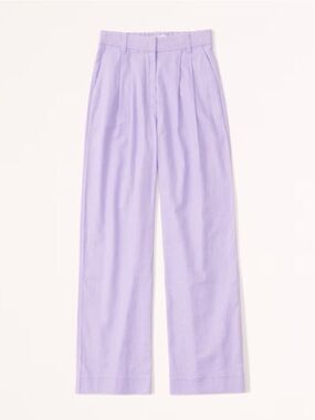 Abercrombie & Fitch Sloane Purple Linen Pants Lilac Wide Leg Size Small LONG